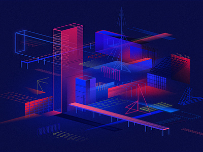 Dimetrica affinitydesigner cyberpunk digital future futuristic glow illustration isometric isometric illustration neon retrofuturism retrowave vector