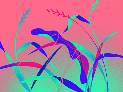 Grass cyan future futuristic neon pink plants procreate retrowave vibrant colors