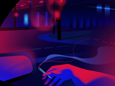 Night Cruising affinitydesigner futuristic neon outrun retrofuturism retrowave vector