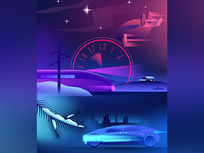 Happy New Year affinitydesigner cyberpunk future futuristic glow illustration neon retrofuturism retrowave vector