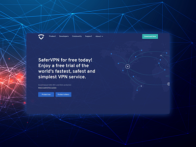 Landing page for a VPN service branding clean flat illustration landing page ui vector vpn web