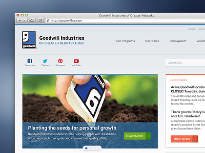 Goodwill Concept flat home page non profit website