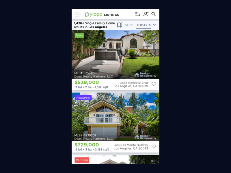 schedule showing mobile open house product real estate schedule sketch ui ux