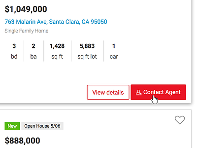 Contact Agent Button • Realtor.com button ui ux web design