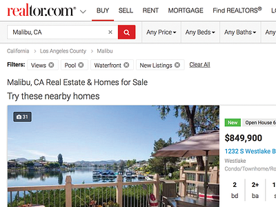 Realtor.com • Applied Filters filter facets filters results search results ui usability ux