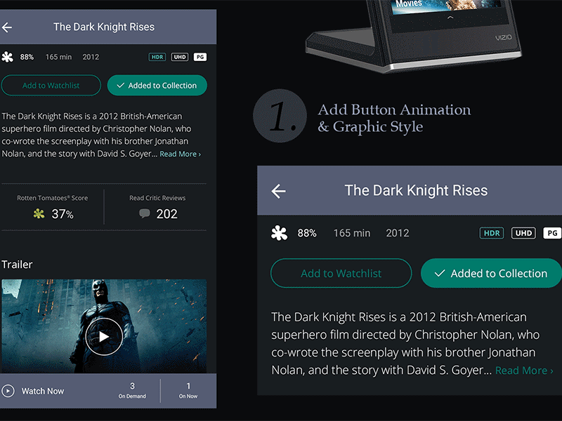 Vizio Smartcast android animation button animation photoshop product design ui ux
