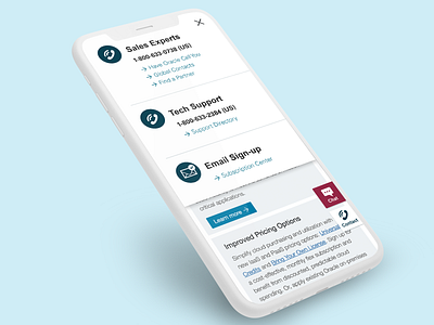 Oracle.com Contact Widget Mobile
