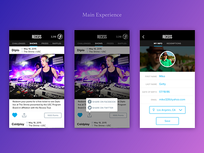 Recess Festival app mobile product ui ui design ux vector web design