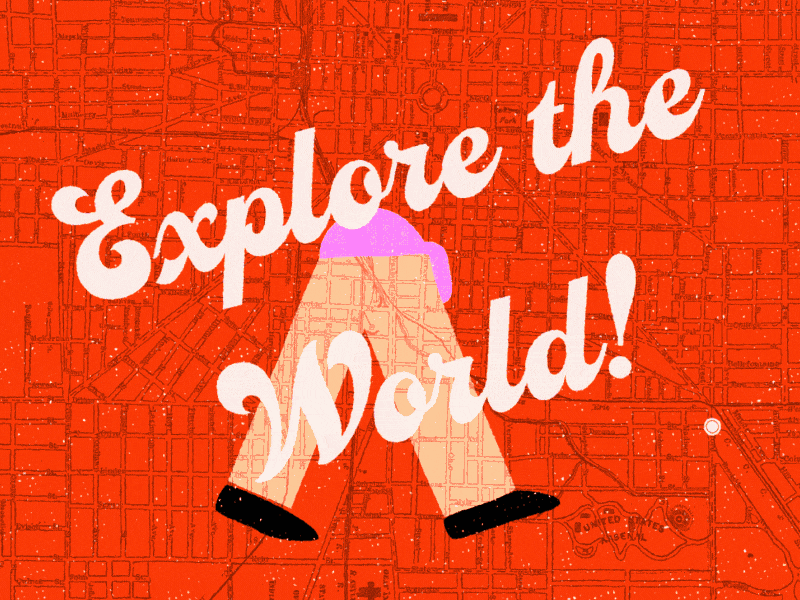 Explore The World! adobe animate after effects animated gif animation hand drawn illustration motion design walkcycle