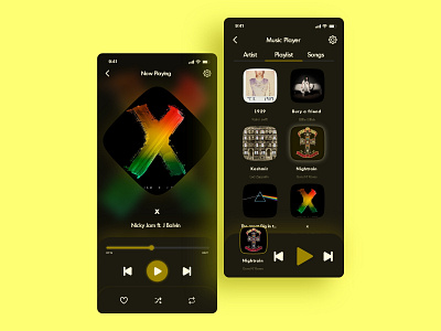 Daily UI 009 - Music Player 009 application dailyui designers graphic design ios iphone mobileapp music player uidesign ux yellow