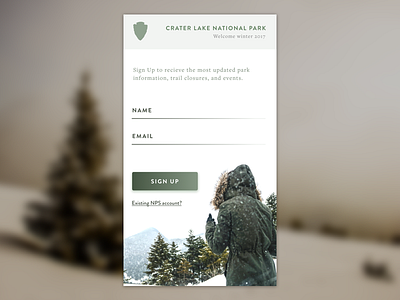 Sign Up - Crater Lake National Park 001 daily ui log in national parks ui design visual design