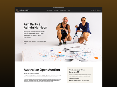 Landing page for a temporary auction event design system landing page