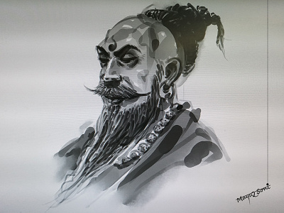 Digital B&W Water Color Style artistic digital watercolor illustration indian culture photoshop
