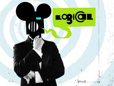 Logical Think collage dirt elegant gentleman illustration logical logo mouse print robot speech bubble suit