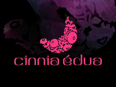 Cinnia Edua aquarel branding emblem fashion flourish flower identity logo mark moon romantic wordmark