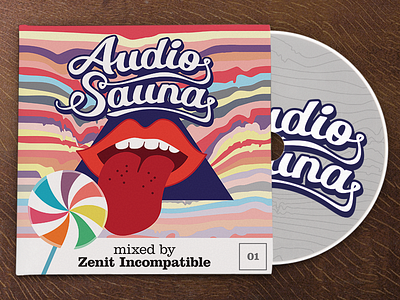 Audio Sauna album branding cd cover illustration lettering logo mockup music packaging record type