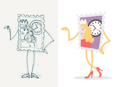 Billingo Timestamp Character cartoon character draft girl high heels illustration invoice lady progress stamp standing timestamp