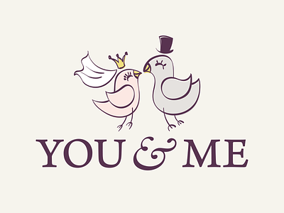 You & Me bridal salon logo branding bridal cilinder identity logo love mark pigeon suit type veil wedding dress