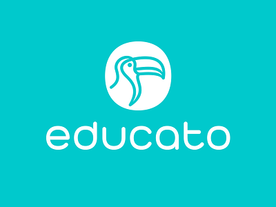 Educato logo and emblem branding education emblem geometric identity logo logotype mark soft toucan typography warm