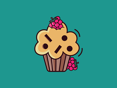 Muffin cake chocolate desert design food fruit icon illustration illustrator logo raspberry vector yummy