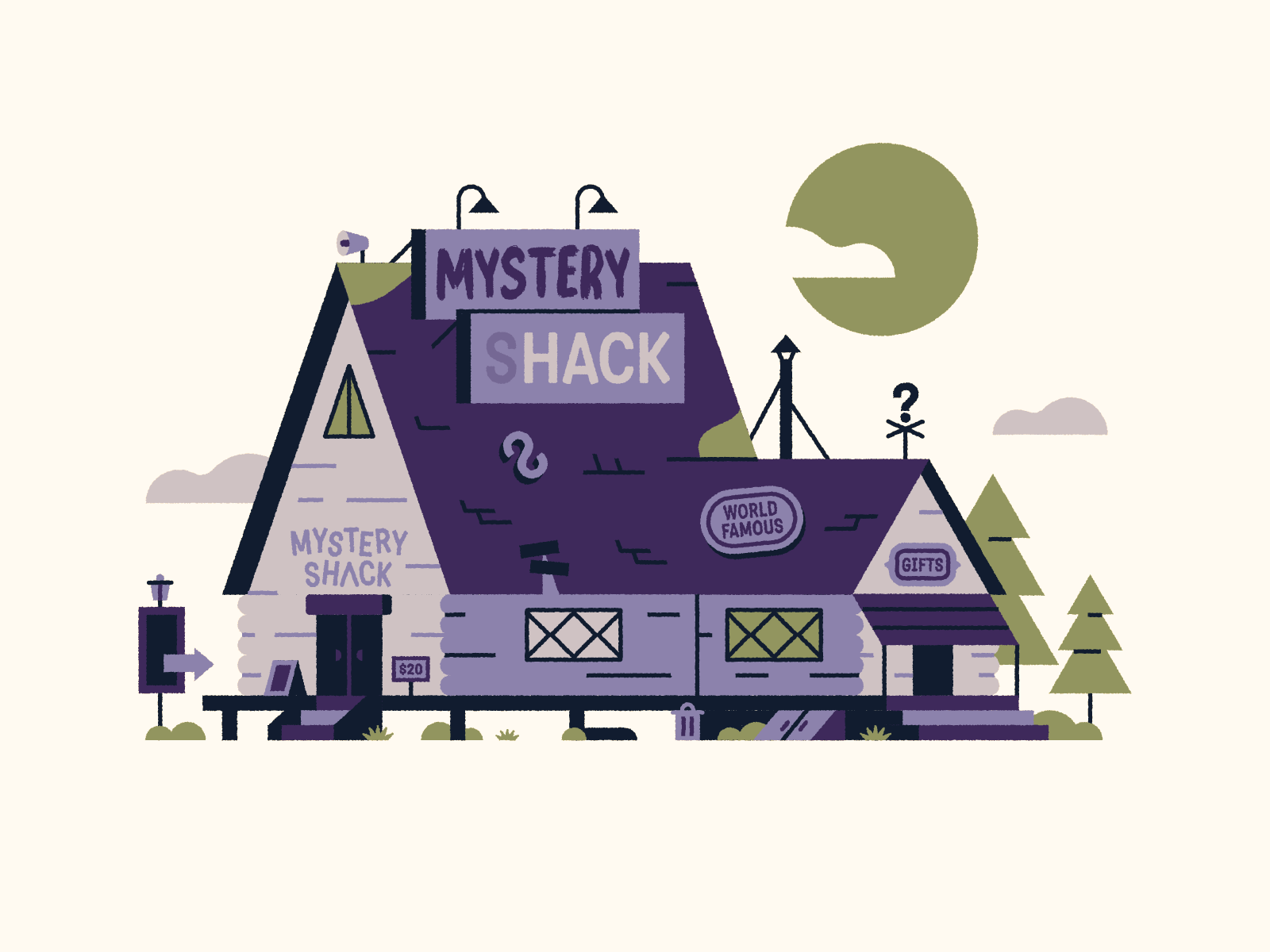 The Mystery Shack  ✨ art cabin clouds cute design disney forest fun gift shop gravity falls house illustration mystery shack vector