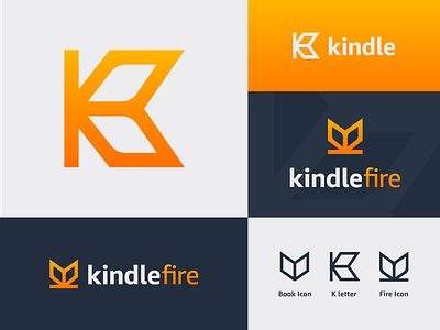 Amazon Kindle Rebrand Logo amazon book branding design fire gradient icon identity k letter kindle logo logo grid mark rebrand type wordmark