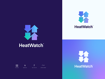 Heatwatch Logo app arrow blur bolt brand branding building cold control design energy gradient heat heating icon logo property temperature ui vector