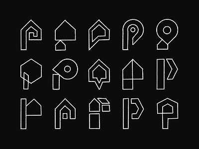 P + Home + Location Sketches 🏠📍 abstract branding clever design home housing icons illustration location logo logos p letter pin pointer real estate sketch sketches vector