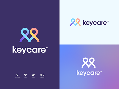 Keycare™ Branding brand branding cancer care connection design gradient health heart icon identity logo mark patient people person type typography vector
