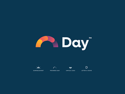 Day App Logo app bar branding colors d letter daily day design gradient graph logo management modern planning progress sun sunrise tool type unfold