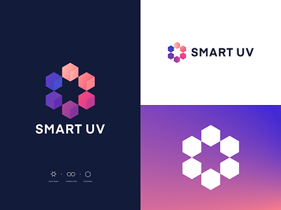 Smart UV Logo 3d blocks branding building cleaning cube design gradient icon identity isometric lighting logo neon packaging shapes star typography uv light
