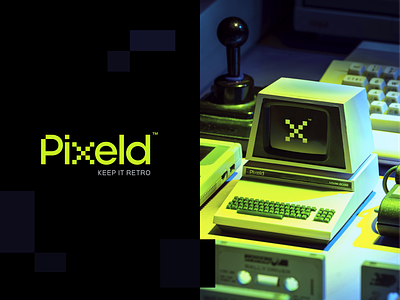 Pixeld Logo 👾🕹 arcade branding design fun game gameboy gaming green icon identity logo nintendo pixel retro vintage x logo