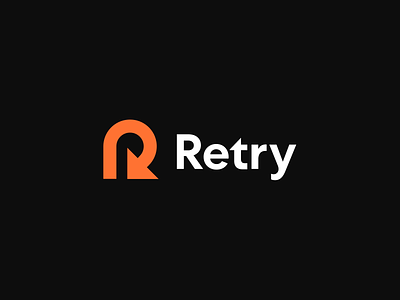 Retry Logo ↩ arrow back brand branding design graphic icon identity industrial logo loop modern r letter retro retry rewind vintage