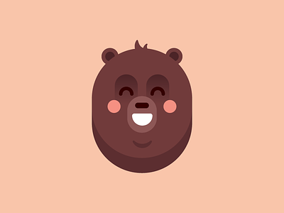 Grizzly Bear bear character cute emoji emoticon flat grizzly head icon illustration smile