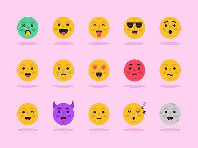 Emoji Pack avatars character colour emoji emoticon fun icons illustration reactions smile style