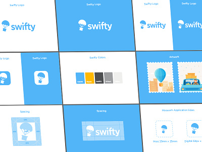Swifty Branding brand design brand guidelines branding colors guide icon illustration logo mark parachute style style guide