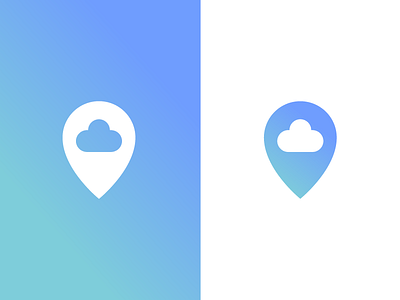 Cloud Pin brand identity branding cloud custom gradient icon location logo logomark pin type typework