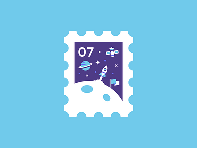 Stamp 🚀 colour cute flag icon illustration logo moon planet rocket space stamp stars