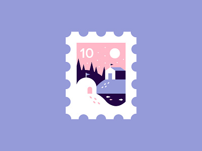 Stamp ❄️️ cabin cute fish flag forest ice icon igloo illustration snow stamp trees
