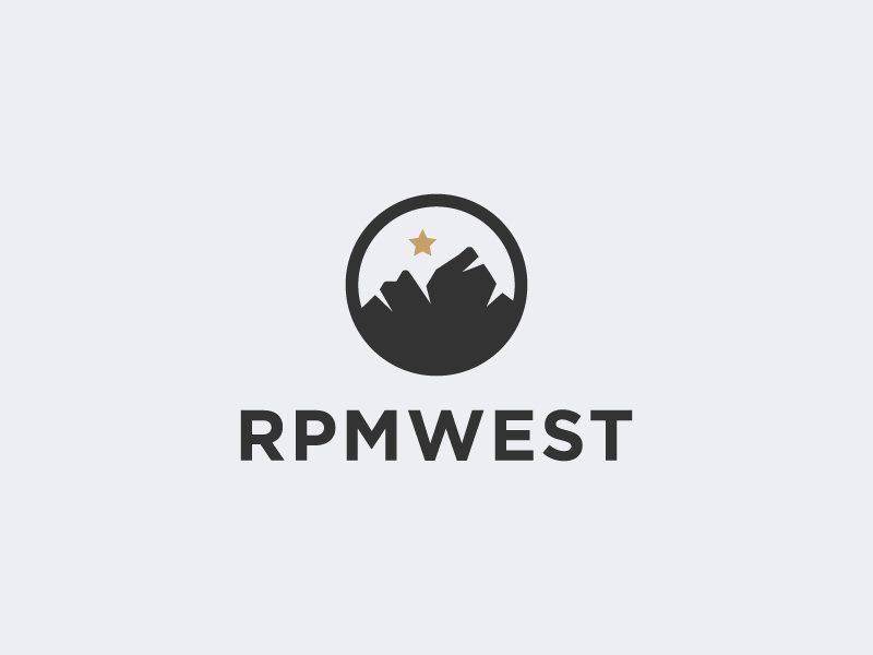 RPMWEST branding abstract monogram star clothing apparel california icon adventure travel mountain logo