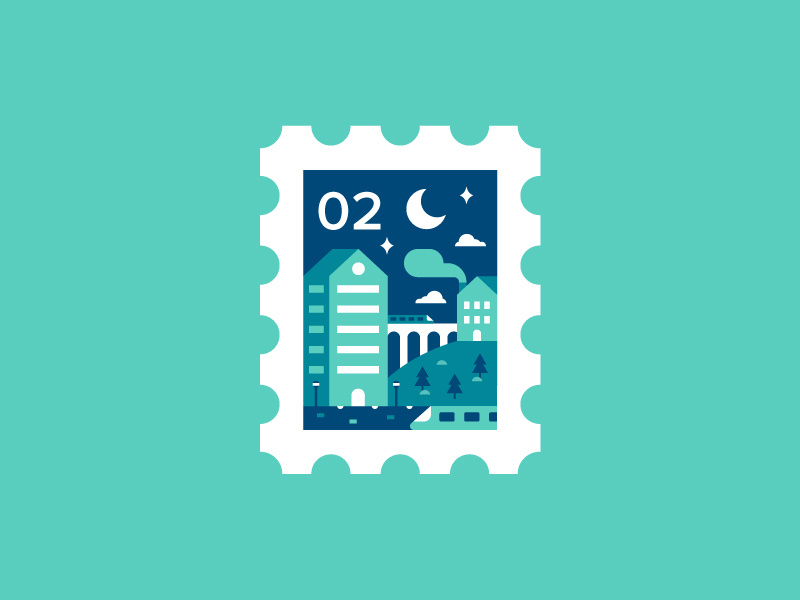 Stamp 🚝 bridge colour layout adventure smoke trees buildings underground city train illustration stamp