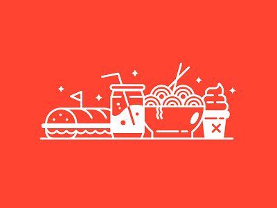 I love food 🍦🍜🥖 baguette cute drink food ice cream icons illustration junk pop ramen sandwich soda