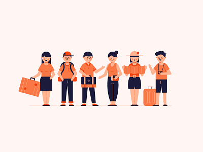 Travelling Characters animation backpacking bag character characters cute explorers icons illustration map travel travelling