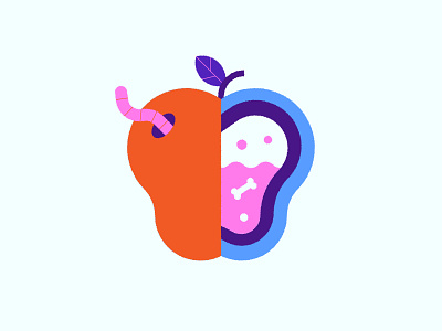 Poisonous 🍎#Vectober apple bone cute fruit fun halloween illustration inktober inside poison spooky vectober worm