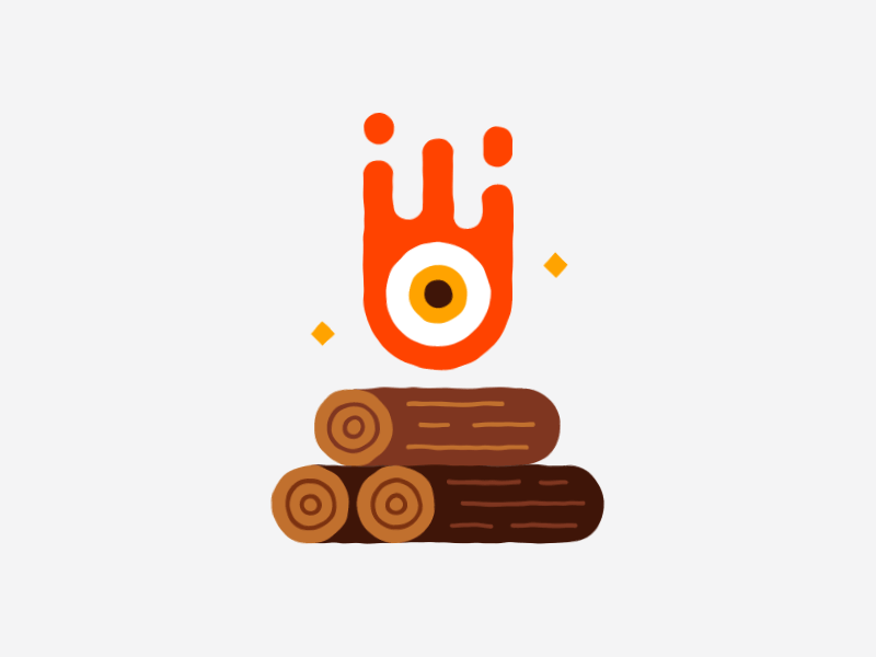 Roasted 🔥#Vectober animation bonfire cute eye eyeball fire gif halloween illustration inktober logs roasted spooky wood