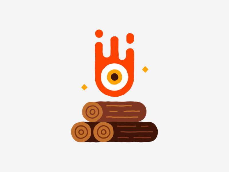 Roasted 🔥#Vectober inktober gif animation illustration spooky cute halloween eye eyeball logs wood bonfire fire roasted