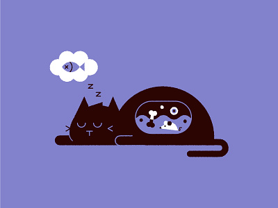 Exhausted 💤#Vectober belly cat cute dreaming fish halloween illustration inktober mouse sleep spooky stomach vectober whiskers