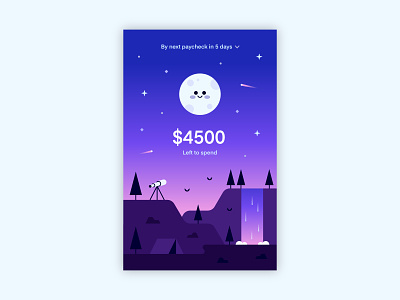 Telescope Illustration 🌚 animation app camping character cute finance gradient illustration moon night sky stars sunset trees waterfall