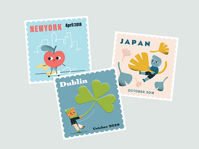 Cheers from (PT.1) character design cute design doodle dublin illustration new york pop stamp tokyo travel vector