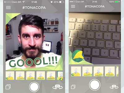 Camera Interface on iPhone 4 & 5 app brazil camera flat frame ios7 iphone lowpoly ui ux world cup